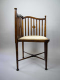 Sheraton Revival Inlaid Ash Corner Chair, Circa. 1900. - Harrington Antiques