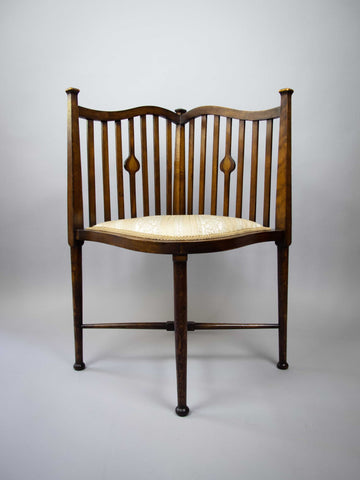 Sheraton Revival Inlaid Ash Corner Chair, Circa. 1900. - Harrington Antiques