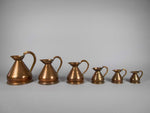 Six Graduated Vintage Copper Imperial Measuring Jugs. - Harrington Antiques