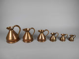 Six Graduated Vintage Copper Imperial Measuring Jugs. - Harrington Antiques
