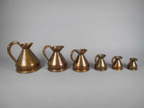 Six Graduated Vintage Copper Imperial Measuring Jugs. - Harrington Antiques