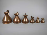 Six Graduated Vintage Copper Imperial Measuring Jugs. - Harrington Antiques