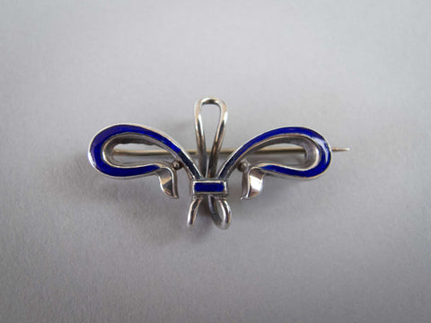 Sterling Silver & Blue Enamel Brooch by Rolason Brothers, Birmingham, 1908. - Harrington Antiques