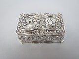 Sterling Silver 'Cherub' Pill Box by Richards & Knight, Birmingham 1985 - Harrington Antiques