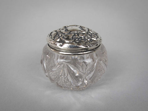 Sterling Silver & Cut Glass Jar by Boots Pure Drug Company, Birmingham, 1905 - Harrington Antiques