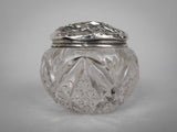 Sterling Silver & Cut Glass Jar by Boots Pure Drug Company, Birmingham, 1905 - Harrington Antiques