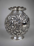 Sterling Silver Embossed Globular Vase by Horace Woodward & Co, London, 1891. - Harrington Antiques