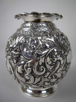 Sterling Silver Embossed Globular Vase by Horace Woodward & Co, London, 1891. - Harrington Antiques