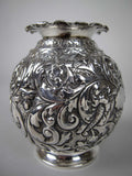 Sterling Silver Embossed Globular Vase by Horace Woodward & Co, London, 1891. - Harrington Antiques