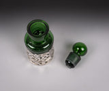 Sterling Silver Emerald Green Glass Scent Bottle by William Hutton & Sons, 1903 - Harrington Antiques