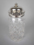 Sterling Silver Glass Condiment Pot by Lee & Wigfull, Sheffield, 1880. - Harrington Antiques