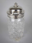 Sterling Silver Glass Condiment Pot by Lee & Wigfull, Sheffield, 1880. - Harrington Antiques