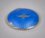 Sterling Silver & Guilloche Enamel RAF Compact by Adie Brothers, Birmingham, 1936. - Harrington Antiques