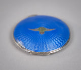 Sterling Silver & Guilloche Enamel RAF Compact by Adie Brothers, Birmingham, 1936. - Harrington Antiques