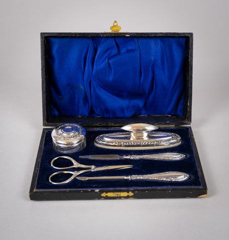 Sterling Silver Manicure Set by William Devenport, Birmingham, 1915. - Harrington Antiques