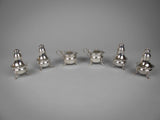 Sterling Silver Six Piece Cruet Set by William Adams, Birmingham, 1926. - Harrington Antiques