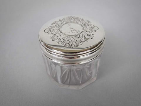 Sterling Silver Vanity Pot by Thomas Johnson, London, 1855. - Harrington Antiques