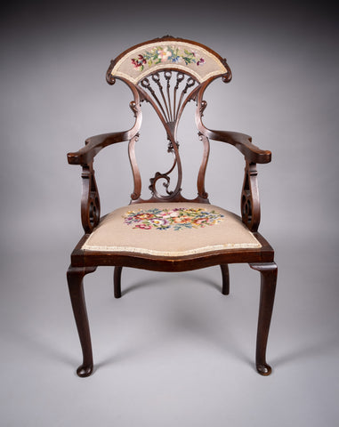 Striking Art Nouveau Mahogany Armchair, c.1890 - Harrington Antiques