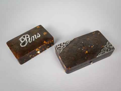 Tortoiseshell & Silver Pin Boxes by Cornelius Desormeaux, 1894 & 95. Retailed by Rowell, Oxford. - Harrington Antiques