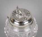 Unusual 19th Century Sterling Silver & Cut Glass Sun Dial Inkwell, 1876. - Harrington Antiques