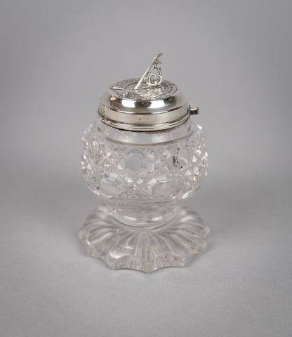 Unusual 19th Century Sterling Silver & Cut Glass Sun Dial Inkwell, 1876. - Harrington Antiques