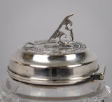 Unusual 19th Century Sterling Silver & Cut Glass Sun Dial Inkwell, 1876. - Harrington Antiques