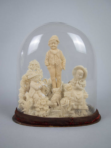 Unusual 19th Century Wax Work Diorama In Original Glass Dome - Harrington Antiques