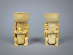 Unusual Pair of 19th Century Carved Bone Cherub Candle Holders. - Harrington Antiques