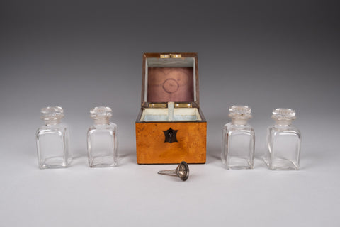 Victorian Birds Eye Maple Miniature Scent Bottle Box / Casket - Harrington Antiques