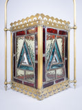 Victorian Brass & Stained Glass Hall Lantern, c.1890 - Harrington Antiques