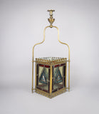 Victorian Brass & Stained Glass Hall Lantern, c.1890 - Harrington Antiques