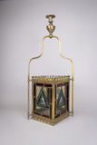 Victorian Brass & Stained Glass Hall Lantern, c.1890 - Harrington Antiques