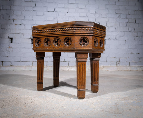 Victorian Gothic Revival Oak Side Table - Harrington Antiques