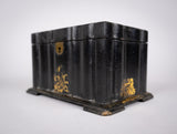 Victorian Papier Mache Mother Of Pearl Tea Caddy, c.1860 - Harrington Antiques