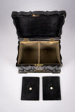 Victorian Papier Mache Mother Of Pearl Tea Caddy, c.1860 - Harrington Antiques