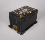 Victorian Papier Mache Mother Of Pearl Tea Caddy, c.1860 - Harrington Antiques