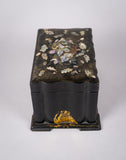 Victorian Papier Mache Mother Of Pearl Tea Caddy, c.1860 - Harrington Antiques