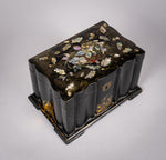 Victorian Papier Mache Mother Of Pearl Tea Caddy, c.1860 - Harrington Antiques