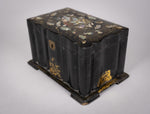 Victorian Papier Mache Mother Of Pearl Tea Caddy, c.1860 - Harrington Antiques