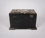 Victorian Papier Mache Mother Of Pearl Tea Caddy, c.1860 - Harrington Antiques