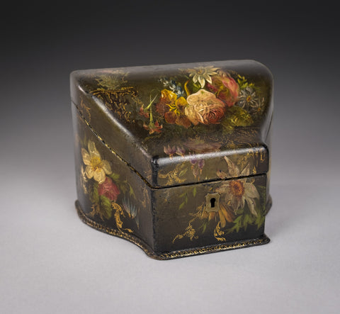 Victorian Papier Mache Painted Stationary Box, c.1870 - Harrington Antiques