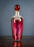 Victorian Silver Mounted Cranberry Glass Decanter by Mitchell Bosley & Co - Harrington Antiques