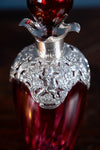 Victorian Silver Mounted Cranberry Glass Decanter by Mitchell Bosley & Co - Harrington Antiques