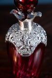 Victorian Silver Mounted Cranberry Glass Decanter by Mitchell Bosley & Co - Harrington Antiques