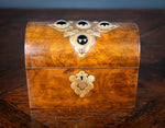 Victorian Walnut & Agate Cabochon Casket / Box - Harrington Antiques