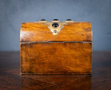 Victorian Walnut & Agate Cabochon Casket / Box - Harrington Antiques