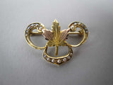 Vintage 14 Carat Gold and Seed Pearl Maple Leaf Brooch - Harrington Antiques