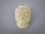 Vintage Finely Carved Signed Bone Memento Mori Netsuke Of Skull & Snake. - Harrington Antiques