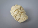 Vintage Finely Carved Signed Bone Memento Mori Netsuke Of Skull & Snake. - Harrington Antiques
